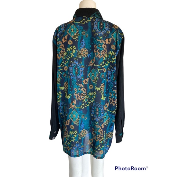 Vintage 90’s Koos of Course Mixed Tapestry Paisley  Print  Blouse L Art to Wear - Picture 5 of 6